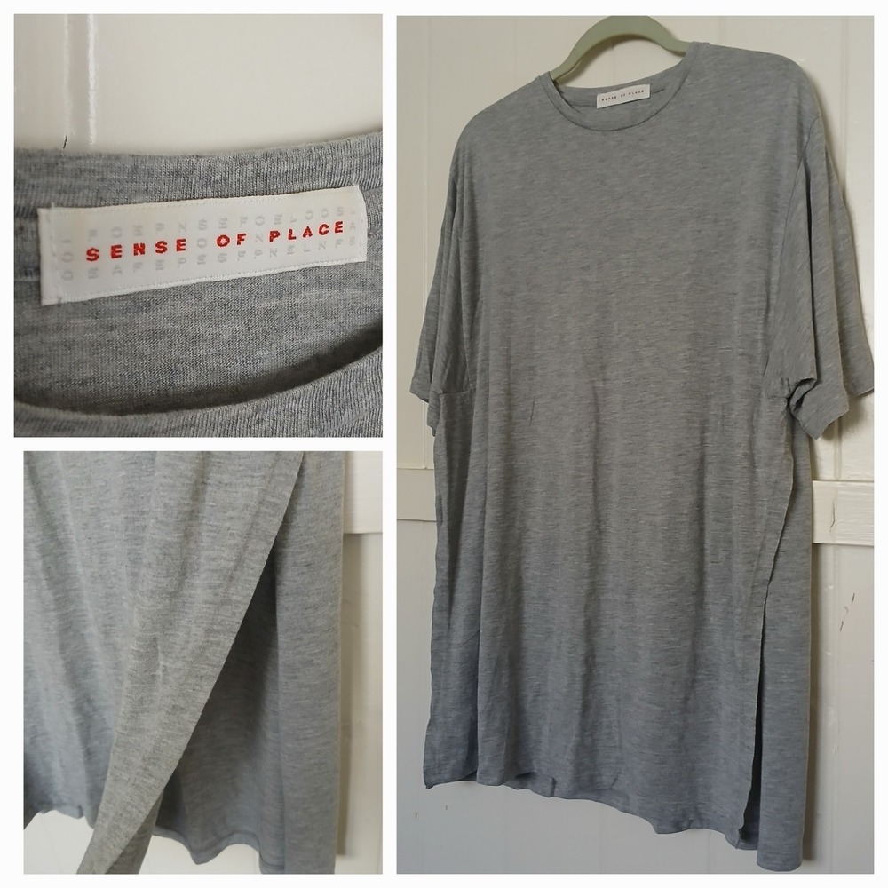 Sense of Place T-Shirt‎ by Urban Research  Japan Side Slits Gray Minimalist OS